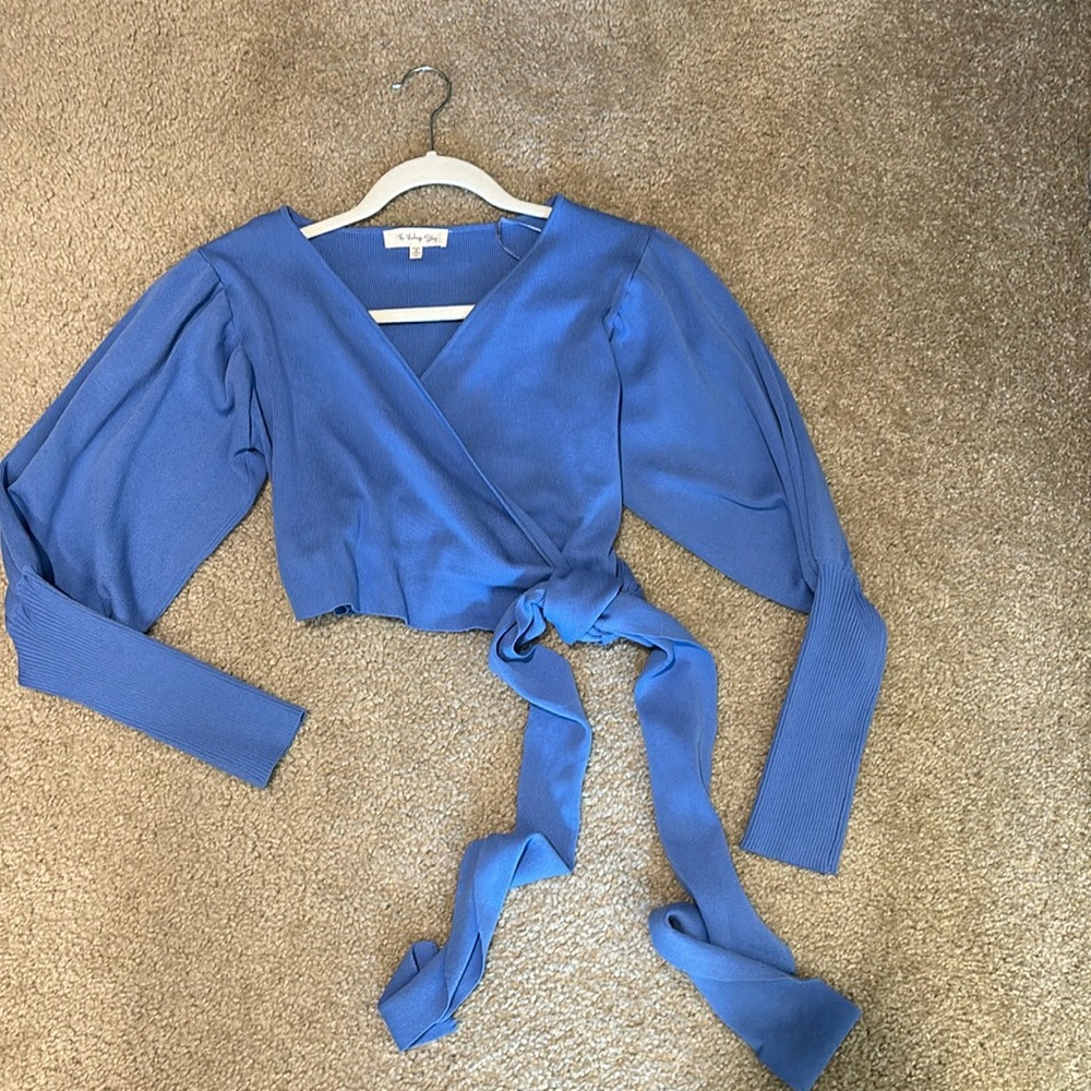 cropped tie sweater